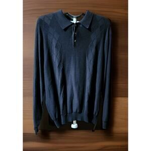 Joeseph Abboud Black On Black Argyle Men's Sweater Size Large 100% Cotton